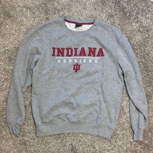 Colosseum Indiana Hoosiers Gray Crewneck with Crimson Lettering